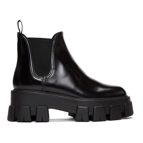 prada black herls|Prada black platform boots.